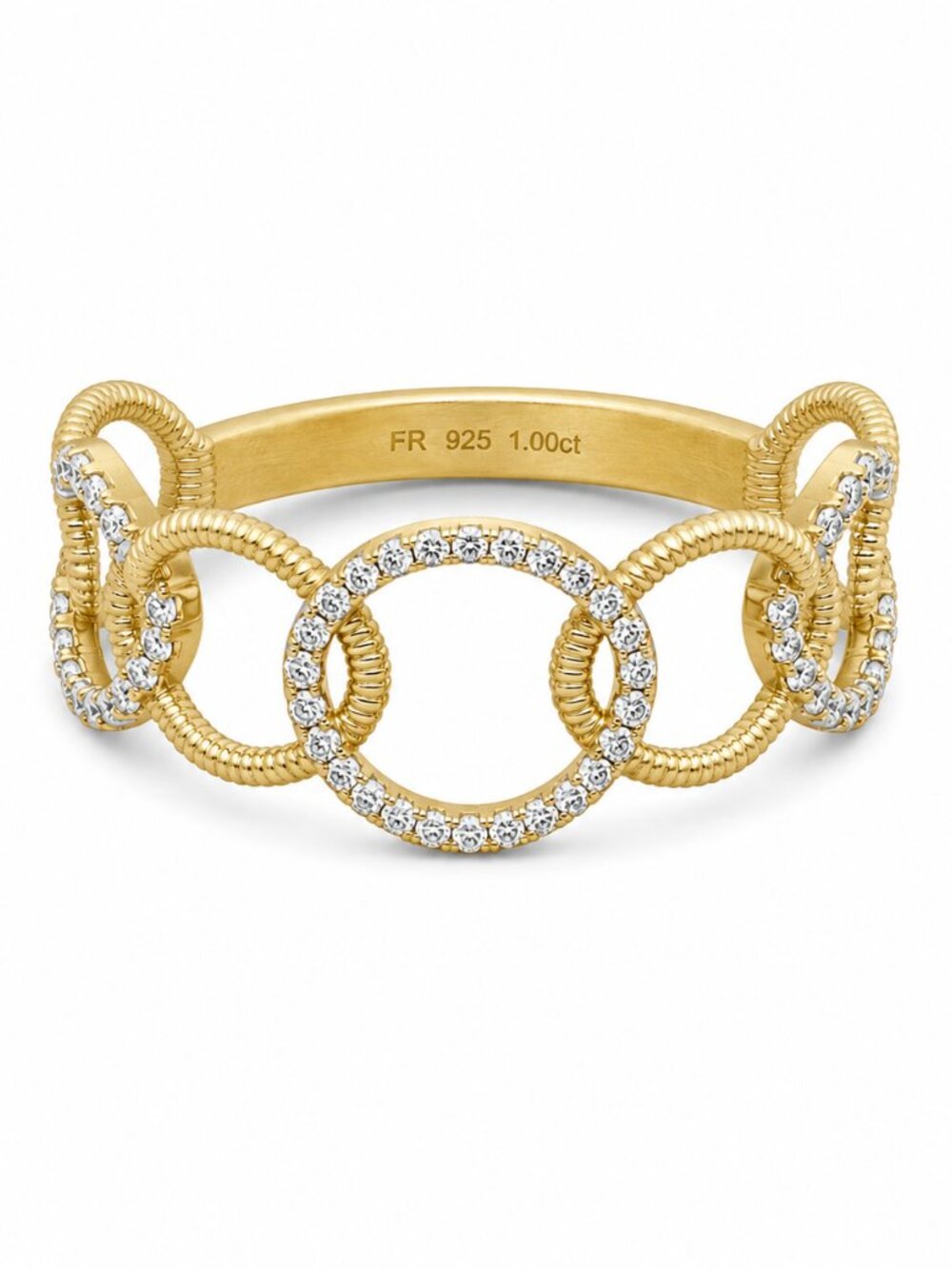 Freida Rothman Interlocking Circle Ring w/ Pavé Accents Size 10 - NWT $195 MSRP